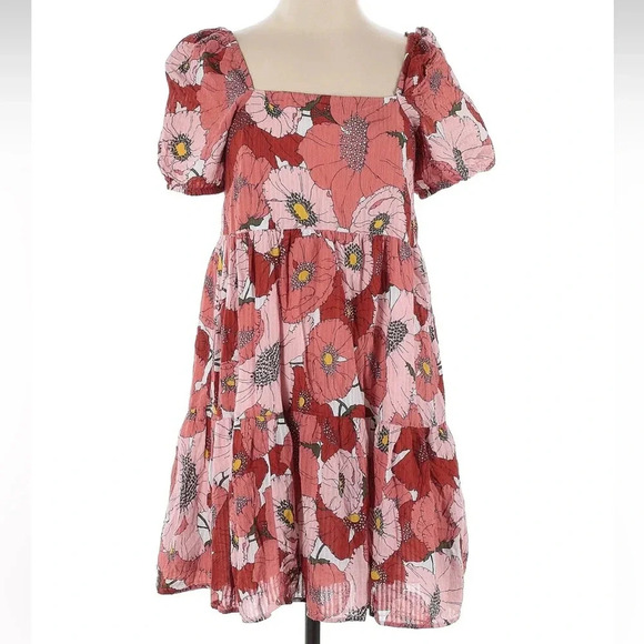 Ann Taylor LOFT Poppy Square Neck Puff Sleeve Dress Size 4 Small S - Picture 4 of 8